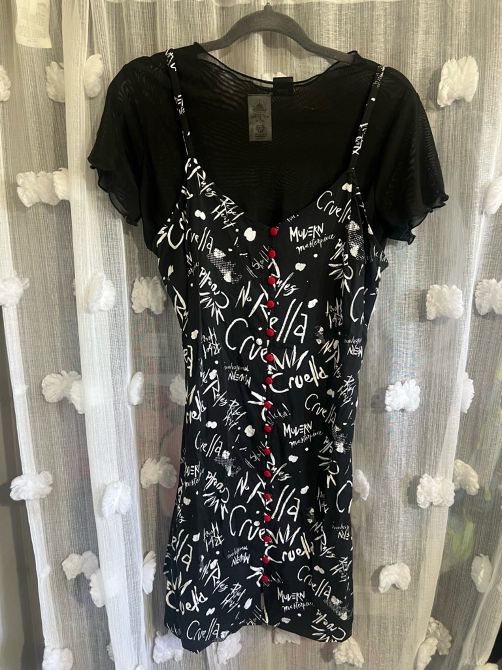 Her Universe Disney Cruella Icon Strappy Dress Mesh Crop Top